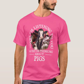 T-shirt Je pense aux cochons Amateur de cochons Amateur d'