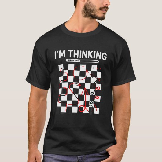 T-shirt Je pense Chess Apparel Drôle Échecs T Chemise (Devant)