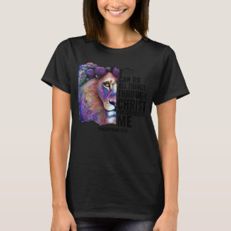 T-shirt Je peux faire tout par le Christ Lion Bible vers