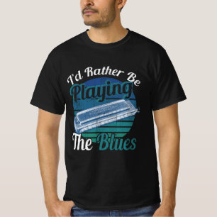 T-shirt Je Plais Plutôt Jouer Le Blues Harmonica Player Mu