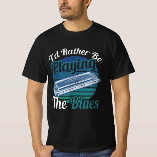 T-shirt Je Plais Plutôt Jouer Le Blues Harmonica Player Mu (Devant)