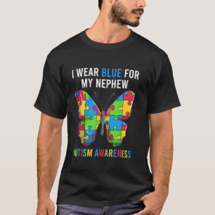 T-shirt Je Porte Bleu Pour Mon Neveu T-Shirt, Oncle Tante 