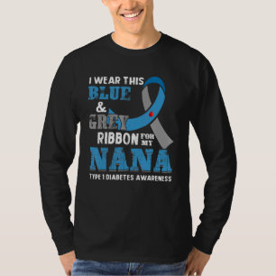 T-shirt Je Porte Ce Ruban Gris Bleu Pour Mon Diabète Nana