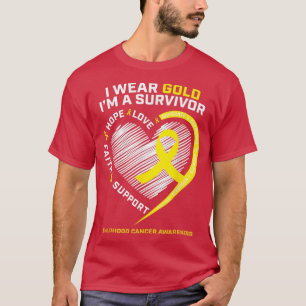 T-shirt Je porte de l'or Je suis un survivant Enfants Canc