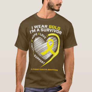 T-shirt Je porte de l'or Je suis un survivant Enfants Canc