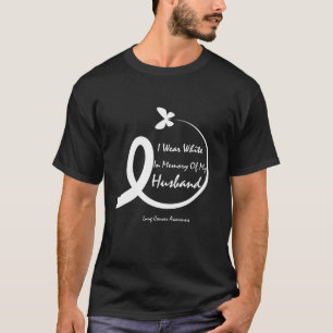 T-shirt Je Porte Du Blanc En Mémoire De Mon Mari Cancer Du