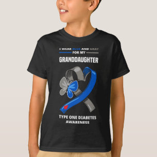 T-shirt Je Porte Du Bleu Et Du Gris Pour Ma Petite-Fille T