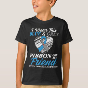 T-shirt Je porte du bleu et du gris pour mon ami Diabète d