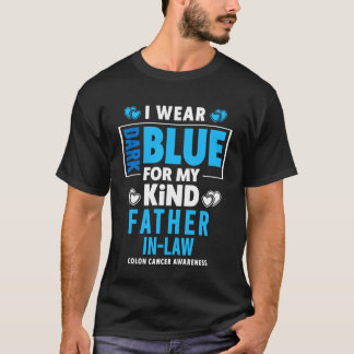 T-shirt Je Porte du Bleu Foncé pour le Cancer du Côlon de