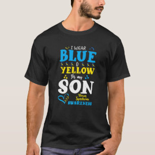 T-shirt Je porte du bleu jaune pour le syndrome de Down de