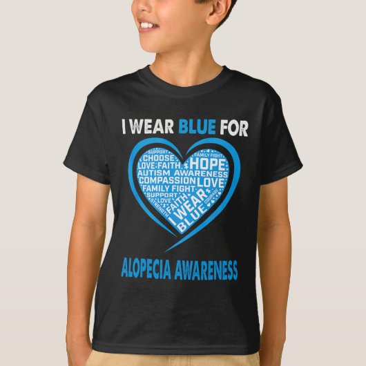 T-shirt Je Porte Du Bleu Pour Alopecia Sensibilisation Foi (Devant)