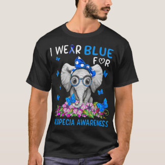 T-shirt Je porte du bleu pour la sensibilisation à l'alopé