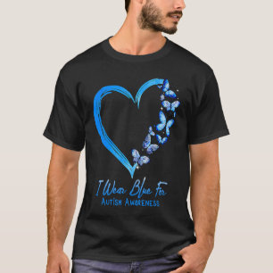 T-shirt Je Porte Du Bleu Pour Le Papillon Coeur Sensibilis