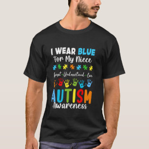 T-shirt Je porte du bleu pour ma nièce autiste Sensibilisa