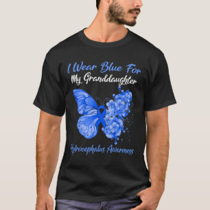 T-shirt Je Porte Du Bleu Pour Ma Petite-Fille Hydrocéphali