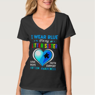 T-shirt Je Porte Du Bleu Pour Ma Petite Soeur Sensibilisat