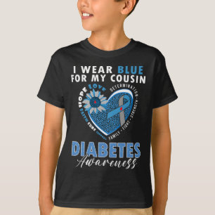 T-shirt Je Porte Du Bleu Pour Mon Cousin Type 1 Diabète La