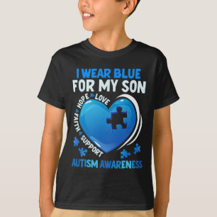 T-shirt Je porte du bleu pour mon fils Jour de sensibilisa