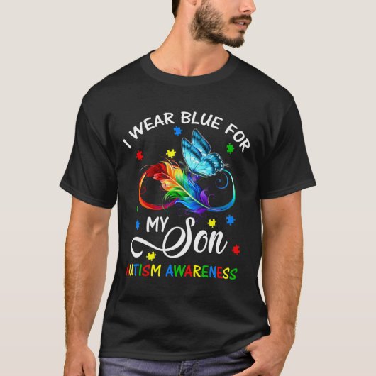 T-shirt Je Porte Du Bleu Pour Mon Fils Sensibilisation sur (Devant)