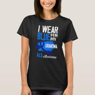 T-shirt Je Porte Du Bleu Pour Mon Grand-Mère Soutien Aussi