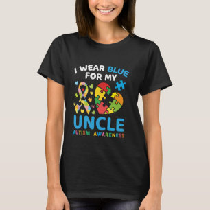 T-shirt Je porte du bleu pour mon oncle Puzzle Mois de la
