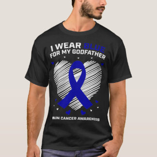 T-shirt Je Porte Du Bleu Pour Mon Parrain Colon Cancer Awa