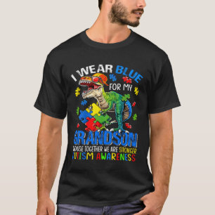 T-shirt Je porte du bleu pour mon petit-fils Plus fort pou