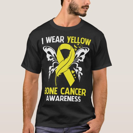 T-shirt Je Porte Du Jaune Pour La Sensibilisation Au CANCE (Devant)