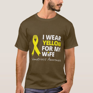 T-shirt Je Porte Du Jaune Pour Ma Femme Endometriosis Ribb