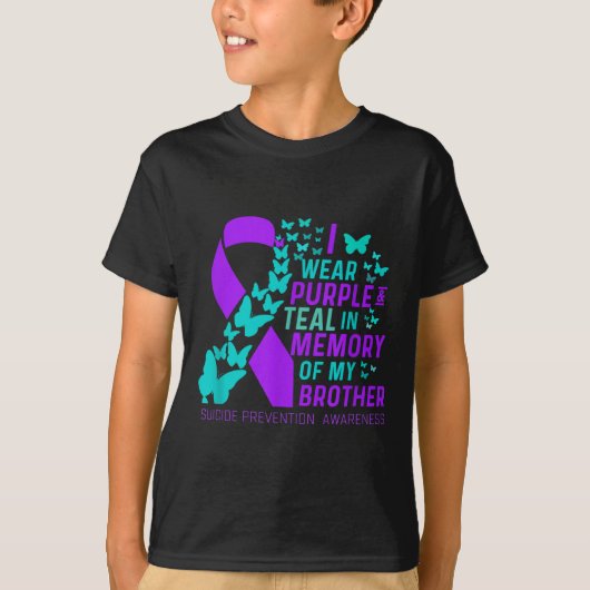 T-shirt Je Porte Du Purple Et Turquoise Pour Mon Frère Sui (Devant)