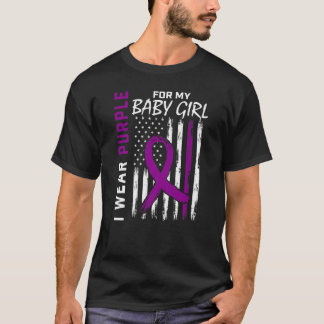 T-shirt Je Porte Du Purple Pour Mon Bébé Fille Sensibilisa