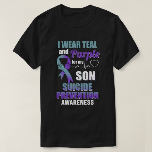 T-shirt Je Porte Du Purple Turquoise Pour Mon Fils Prévent (Design devant)
