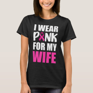 T-shirt Je Porte Du Rose Pour Ma Femme Ruban Rose Cancer D