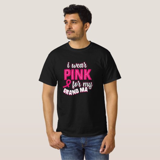 T-shirt Je Porte Du Rose Pour Ma Grand-Mère (Devant entier)