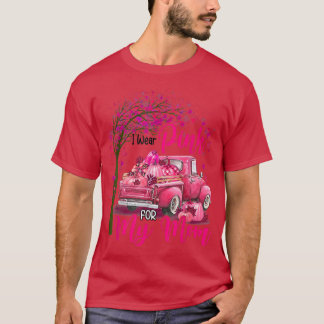 T-shirt Je Porte Du Rose Pour Ma Maman Ruban Camion Cancer