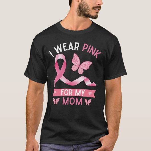 T-shirt Je porte du rose pour ma mère, Sensibilisation au (Devant)