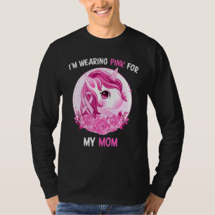 T-shirt Je Porte Du Rose Pour Ma Mère Unicorne Enfants Enf