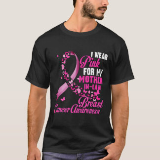 T-shirt Je Porte Du Rose Pour Mon Belle-Mère Cancer Du Sei