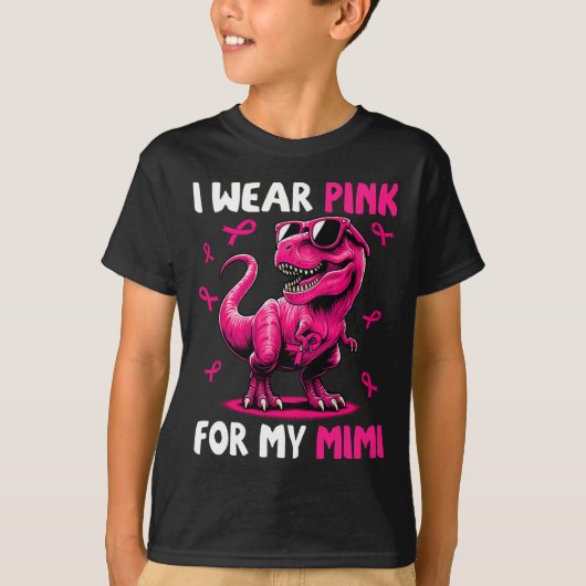 T-shirt Je Porte Du Rose Pour Mon Mimi T-rex Dinosaur Boca (Devant)