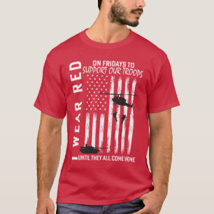 T-shirt Je Porte Du Rouge Le Vendredi Soutien Militaire De