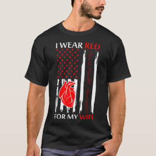 T-shirt Je Porte Du Rouge Pour Ma Femme Maladie Cardiaque