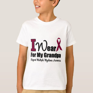 T-shirt Je Porte Du Ruban Bourgogne Pour Mon Grand-Père