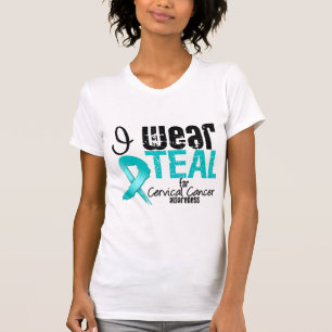 T-shirt Je Porte Du Ruban Turquoise Pour La Sensibilisatio