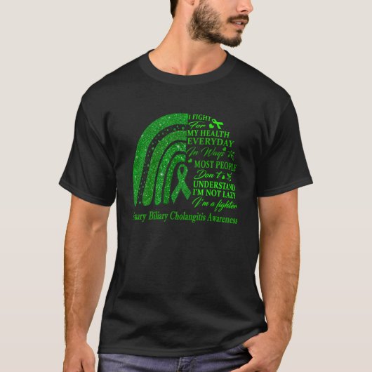 T-shirt Je Porte Du Vert Pour Cholangitis Primaire Biliair (Devant)