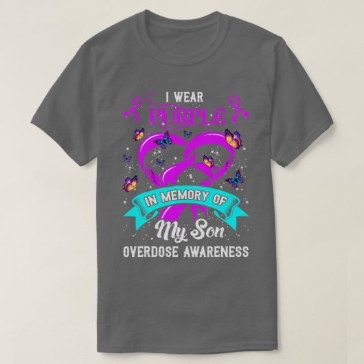 T-shirt Je Porte Du Violet En Mémoire De Mon Fils Surdose  (Design devant)