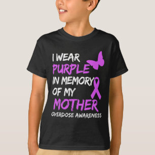 T-shirt Je porte du violet en mémoire du décès de ma mère 