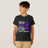 T-shirt Je Porte Du Violet En Mémoire Pour Mon Fils Surdos (Devant entier)