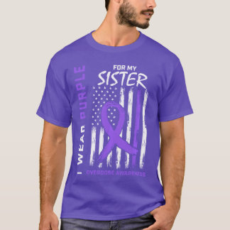 T-shirt Je porte du violet pour ma sœur Sensibilisation au