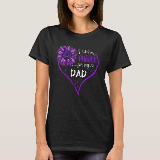 T-shirt Je Porte Du Violet Pour Mon Père Alzheimer Sensif (Devant)