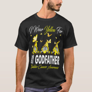 T-shirt Je Porte Jaune Pour Mon PÈRE-GODFAÈRE Cancer de la